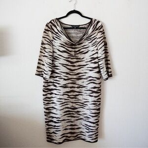 Ming Wang Tiger Knit Cowl Dress